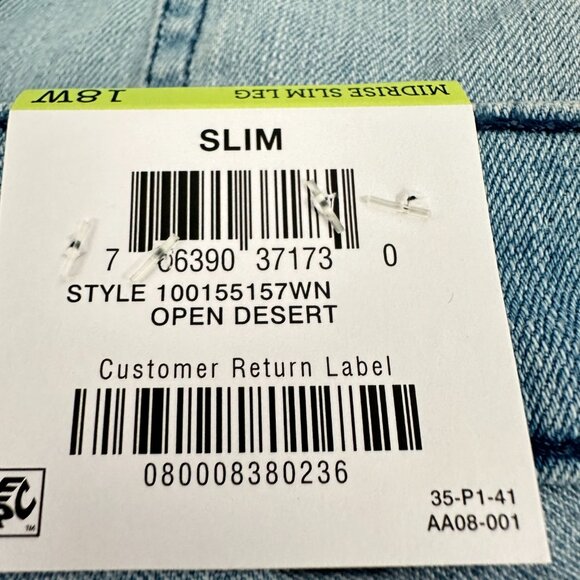 NEW Style & Co Blue Jeans Plus 18W Slim Leg Open Desert Mid Rise $49.50 Slimming - Picture 5 of 13